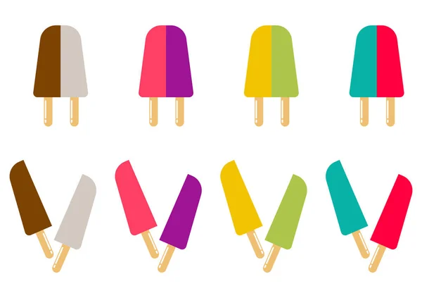 Collection Various Flavors Ice Cream Beautiful Bright Colors — Stock vektor