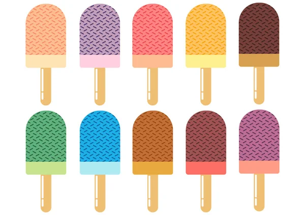 Дизайн Мороженого Различными Вкусами Яркие Цвета Сладкие Цвета Беспорядок Нем — стоковый вектор