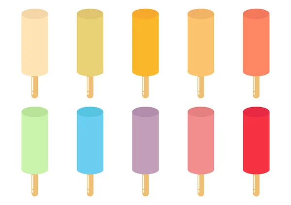 Collection Conception Crème Glacée Avec Différentes Saveurs Couleurs Vives Douces — Image vectorielle