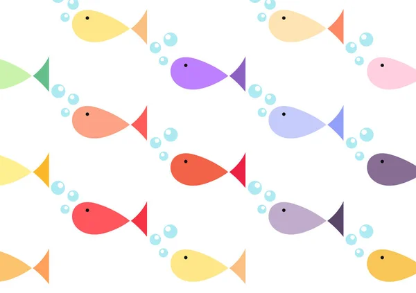 Hermoso Adorable Patrón Peces Con Diseño Simple Colo Brillante — Vector de stock