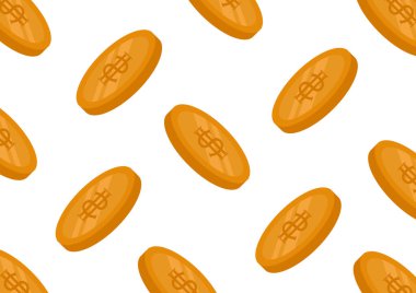 Ortasında dolar işareti olan altın sikke deseni, zarif altın rengi.