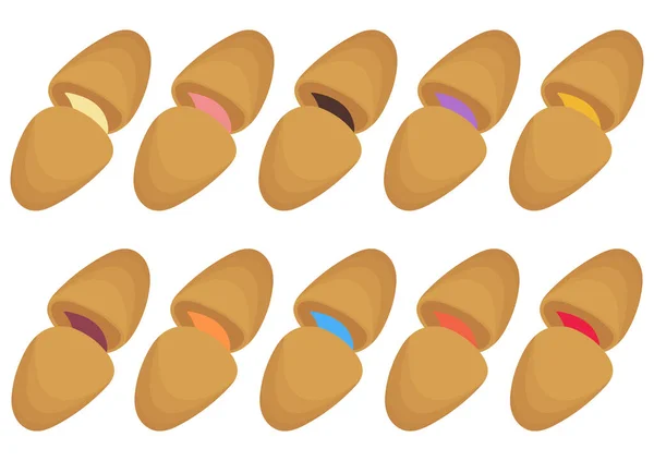 Uma Coleção Ilustrações Pão Recheado Creme Delicioso Doce Com Uma —  Vetores de Stock