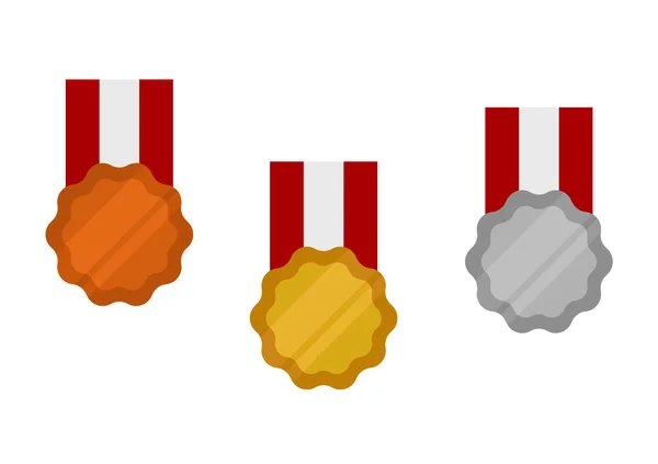 Ilustración Una Medalla Oro Para Campeón Plata Para Campeón Bronce — Archivo Imágenes Vectoriales