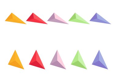 İki farklı şekilli renkli kristal çizimler koleksiyonu.