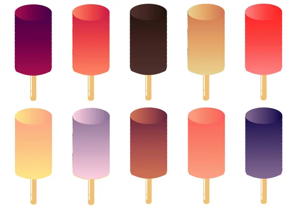 鮮やかで甘い色のカラフルなロリポップアイスクリームのコレクション ダークからライトへの色の組み合わせ 色のグラデーション — ストックベクタ