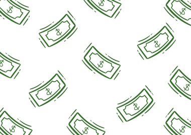 Beyaz arkaplanda yeşil uçan dolar çizimi