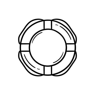 Beyaz arka planda bir kurtarma şamandırasının el çizimi.