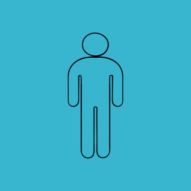 açık mavi arkaplanda erkekler tuvaleti simgesi