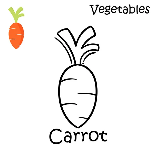 Carottes Dessinées Main Sur Fond Blanc Pour Pratique Coloration Des — Image vectorielle