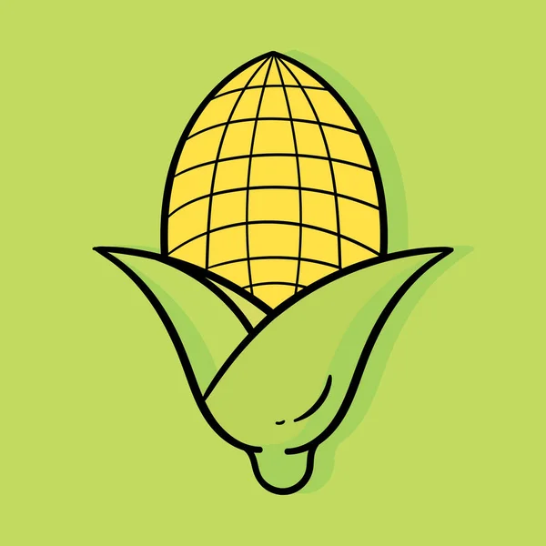 Ręcznie Rysowane Ilustracja Kukurydzy Tematu Warzyw Mieszanką Jasnych Świeżych Żółtych — Wektor stockowy