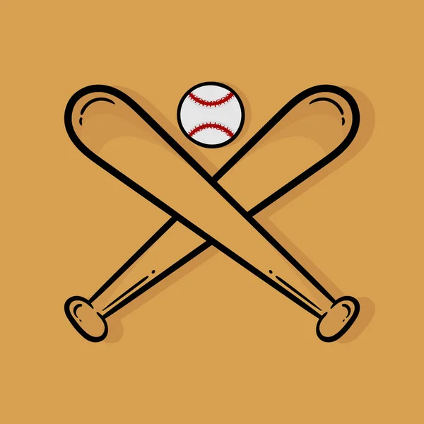 Illustration Dessinée Main Batte Baseball Baseball Avec Thème Sportif — Image vectorielle