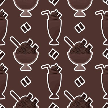 Kahverengi arka planda çikolatalı dondurma izi var.