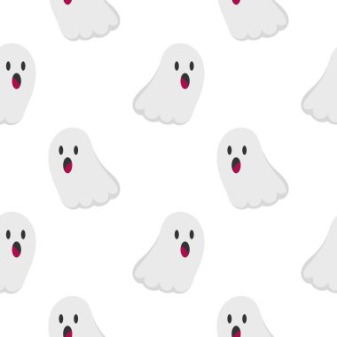 Kusursuz desenli şirin hayalet arkaplanlı şirin ve sevimli yüzlü.