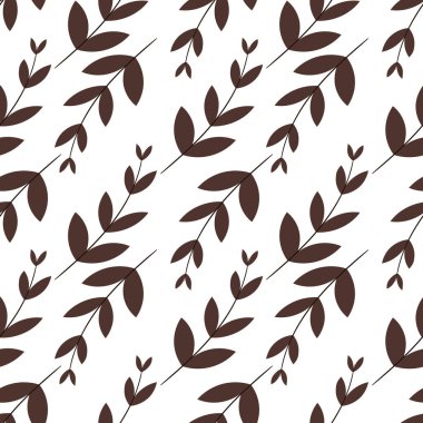 Beyaz arkaplanda sonbahar temalı kuru yaprakların pürüzsüz deseni