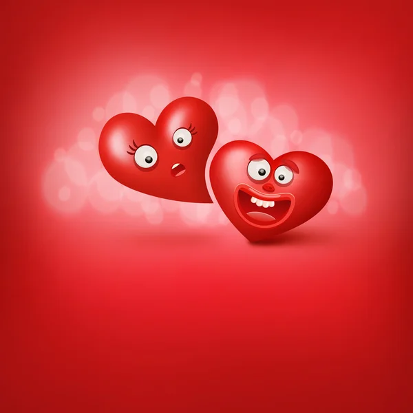 Två roliga röda karaktär hjärtan — Stock vektor