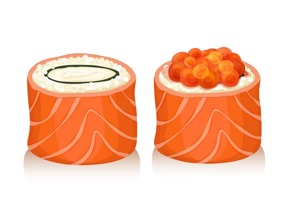 Conjunto de sushi ícones isolados sobre fundo branco — Vetor de Stock