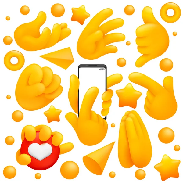 Kumpulan Dari Berbagai Simbol Tangan Kuning Emoji Dengan Tanda Doa Stok Vektor Bebas Royalti