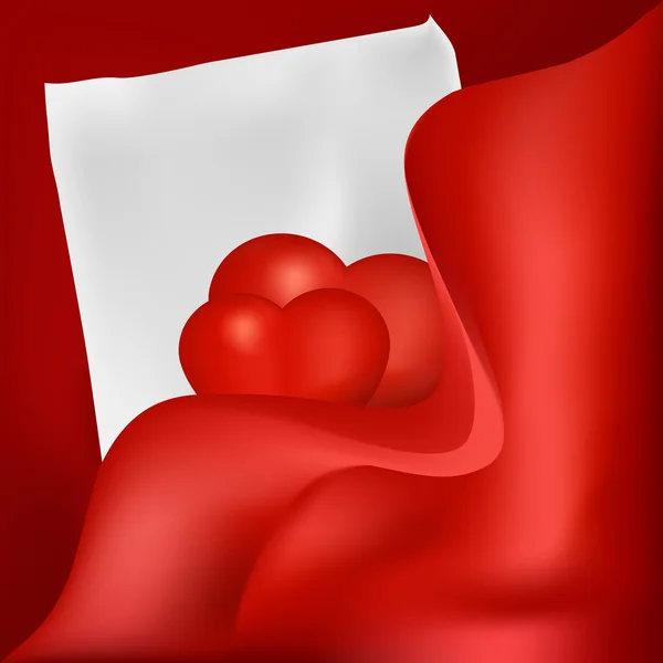 Composition Saint-Valentin avec satin rouge — Image vectorielle