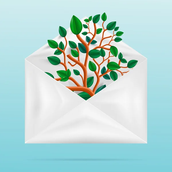 Eco concept. Green tree in paper envelope. — Stock Vector