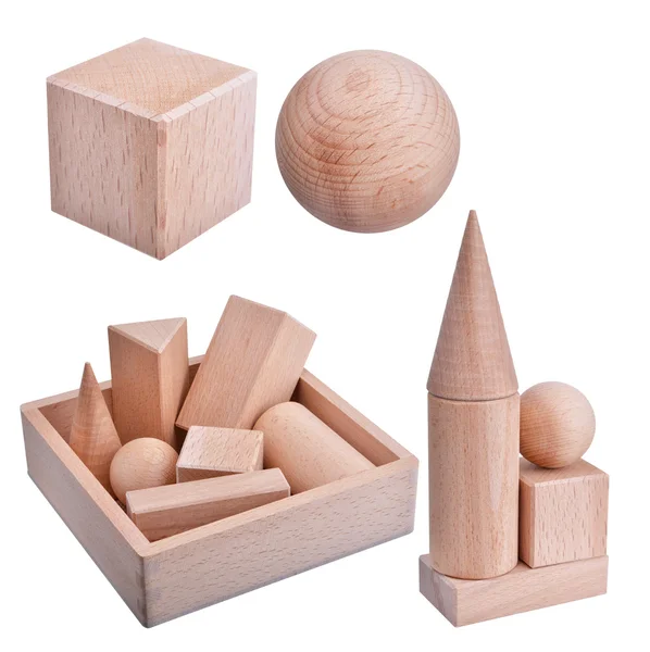 Houten meetkundige figuren kit — Stockfoto