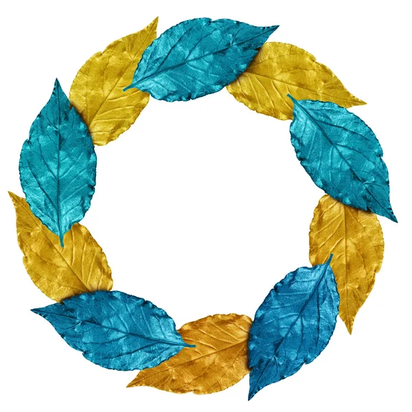 Декоративная рамка с золотыми листьями — стоковое фото