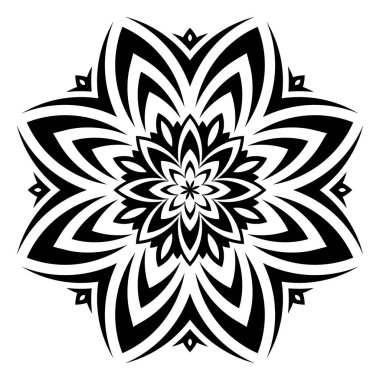 Mandala. Vektör dekoratif elementler. Oriental desen, vektör çizimi. Siyah ve beyaz. Boyama kitabı, dövme, tebrik kartı, yoga ve meditasyon için tasarım.