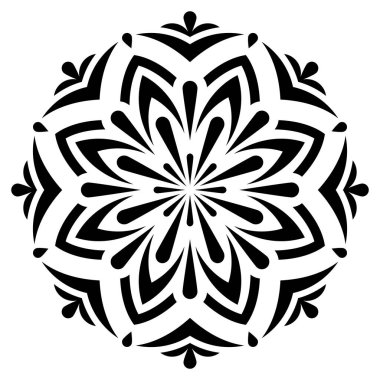 Mandala. Vektör dekoratif elementler. Oriental desen, vektör çizimi. Siyah ve beyaz. Boyama kitabı, dövme, tebrik kartı, yoga ve meditasyon için tasarım.