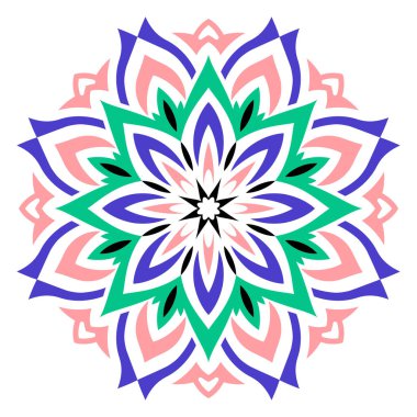 Mandala. Vektör dekoratif elementler. Oriental desen, vektör çizimi. Renkli mandala. Boyama kitabı, dövme, tebrik kartı, yoga ve meditasyon için tasarım.