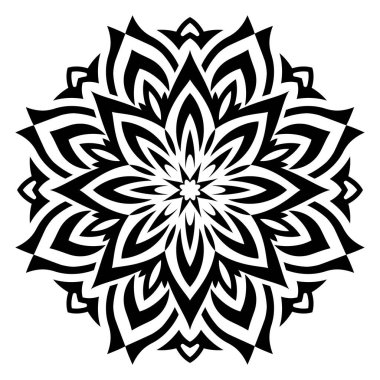 Mandala. Vektör dekoratif elementler. Oriental desen, vektör çizimi. Siyah ve beyaz. Boyama kitabı, dövme, tebrik kartı, yoga ve meditasyon için tasarım.