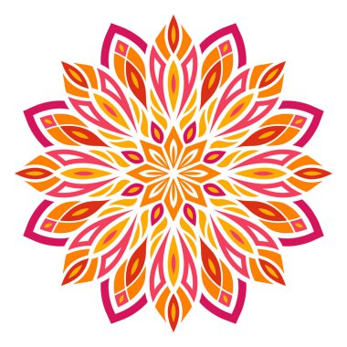 Mandala. Vektör dekoratif elementler. Oriental desen, vektör çizimi. Renkli mandala. Boyama kitabı, dövme, tebrik kartı, yoga ve meditasyon için tasarım.