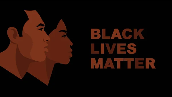 Black Lives Matter Afroamerikaner Weibliche Und Männliche Gesichtssilhouette Schwarze Bürger — Stockvektor
