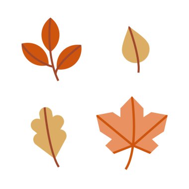 Sonbahar yaprakları. Yaprakların minimalist bir şekilde vektör illüstrasyonu.