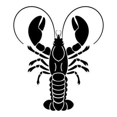 Büyük pençeli ıstakoz soyutu. Pençeli ve antenli büyük ıstakozun poster çizimi. Düz bir tarzda modern deniz yaratımı.