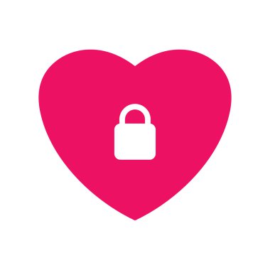 Kilitli kalp. Aşkın sembolü ve açık erişimin sembolü. İlişki kavramı, aşk, flört, sevilen biri hakkında bilgi, sosyal ağlarda açıklık, ulaşılabilirlik. Vektör illüstrasyonu