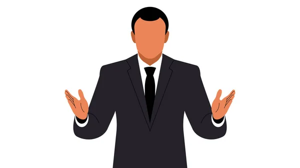 Sprecher Ein Mann Anzug Hält Eine Rede Geschäftsmann Oder Politiker — Stockvektor