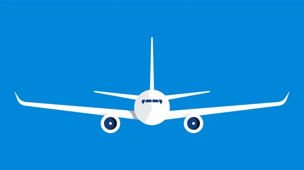 Letadlo Přední Projekce Velká Osobní Loď Modré Obloze Moderní Plochá — Stockový vektor