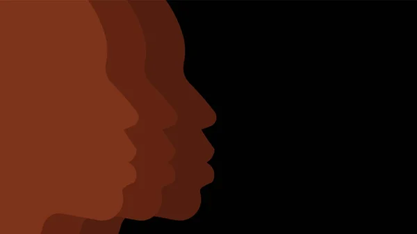 Silhouettes Faces Black People African Woman Man Face Silhouettes Background — Stock Vector