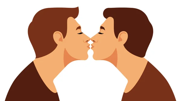 Beso Pareja Gay Feliz Pareja Besándose Concepto Amor Tolerancia Libertad — Archivo Imágenes Vectoriales