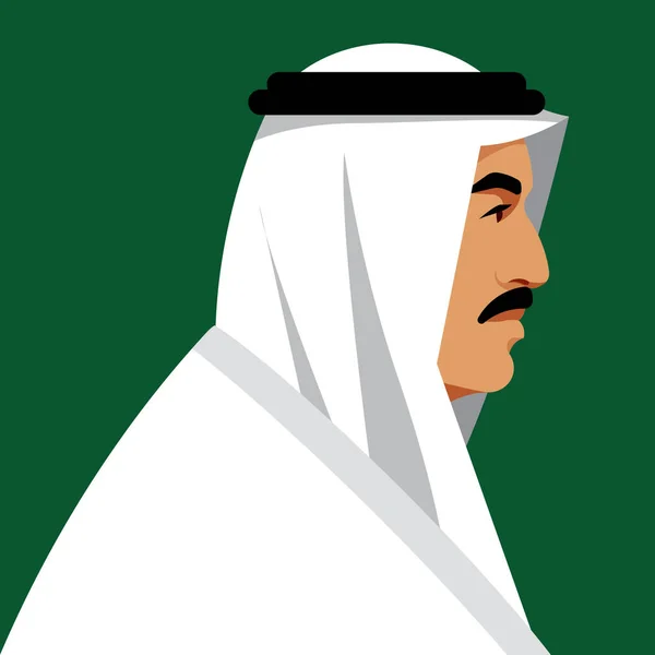 Hombre Negocios Árabe Adulto Con Vestido Tradicional Los Emiratos Árabes — Vector de stock