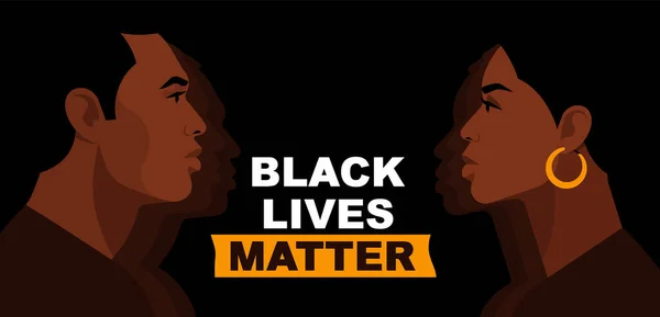 Vida Los Negros Importa Declaración Young African Americans Man Woman — Vector de stock