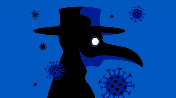 Comparison Coronavirus Plague Plague Doctor Theater Character Vintage Mask Symbol — Stock Vector