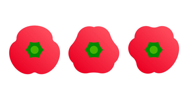 Paprika. Minimal style red bell pepper set. Minimalistic Red pepper collection, top view. Abstract geometric vegetable on white background. Modern minimalistic template design with gradient.