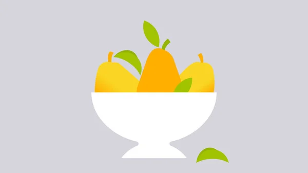 Peras Amarillas Tazón Fruta Frutas Temporada Estilo Mínimo Ilustración Abstracta — Archivo Imágenes Vectoriales