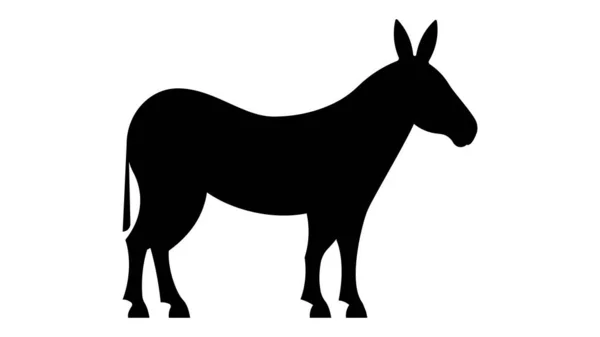 Donkey Silhouette Vector Black Shape Donkey Mule Isolated White Background — Stock Vector
