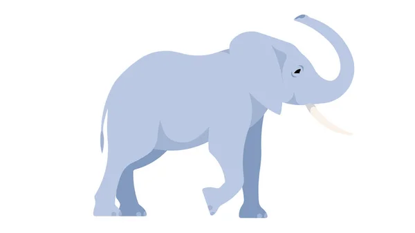 Elefante Africano Elefante Gris Grande Está Parado Con Tronco Levantado — Vector de stock