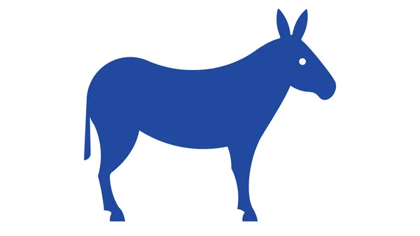 Blue Donkey Silhouette Vector Domestic Donkey Mule Isolated White Background — Stock Vector