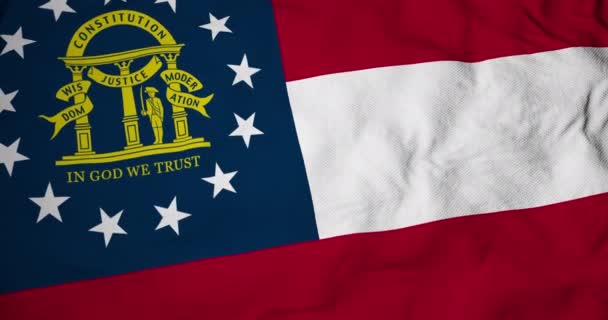 Cuadro Completo Animación Una Bandera Georgia Usa Ondeando — Vídeos de Stock