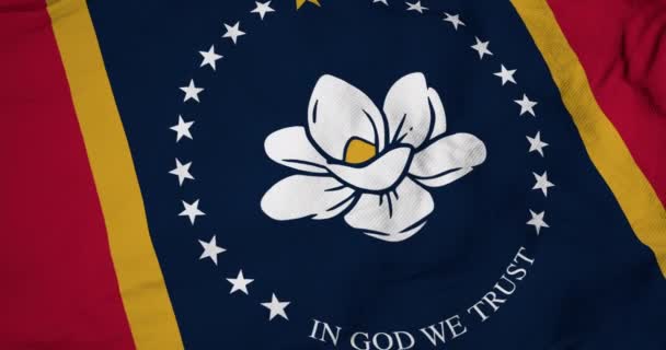 Full Frame Animering Flagga Mississippi Usa Viftar — Stockvideo