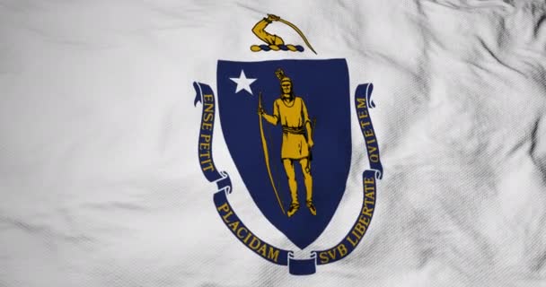 Animazione Quadro Pieno Una Bandiera Del Massachusetts Stati Uniti Che — Video Stock