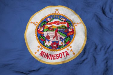 Minnesota (ABD) bayrağının 3 boyutlu olarak dalgalanan tam kare görüntüsü.